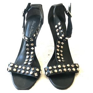 Pour La Victoire Black Leather Studded Sandals